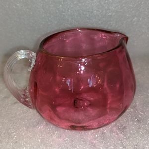 Art Glass Mid Century Modern Pink Cranberry Glass Creamer By Pilgrim Handblown